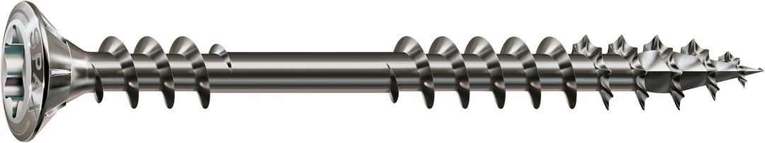 SPAX Tornillo para fachadas, 4,5 x 43 mm, 500 unidades, Rosca de fijación, Cabeza gota de sebo, T-STAR plus T20, 4CUT, Acero inoxidable A2