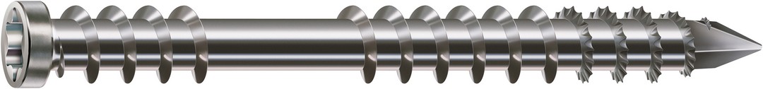 SPAX Tornillo para terraza, 5 x 40 mm, 125 unidades, Rosca de fijación, Cabeza cilíndrica, T-STAR plus T25, Punta CUT, Acero inoxidable A2