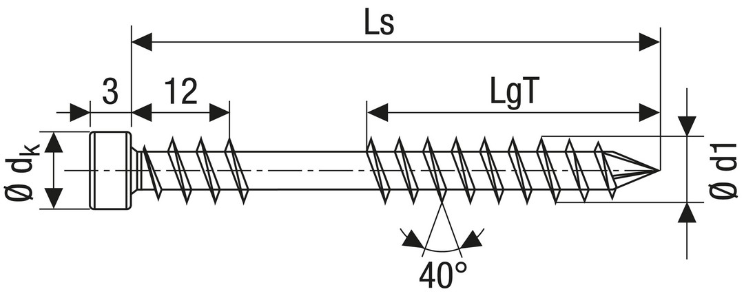 SPAX Tornillo para terraza, 5 x 40 mm, 125 unidades, Rosca de fijación, Cabeza cilíndrica, T-STAR plus T25, Punta CUT, Acero inoxidable A2