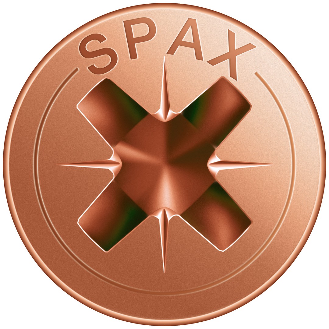 SPAX Tornillo universal, 3,5 x 12 mm, 1000 unidades, Rosca completa, Cabeza plana, Ranura en cruz Z2, 4CUT, bronce