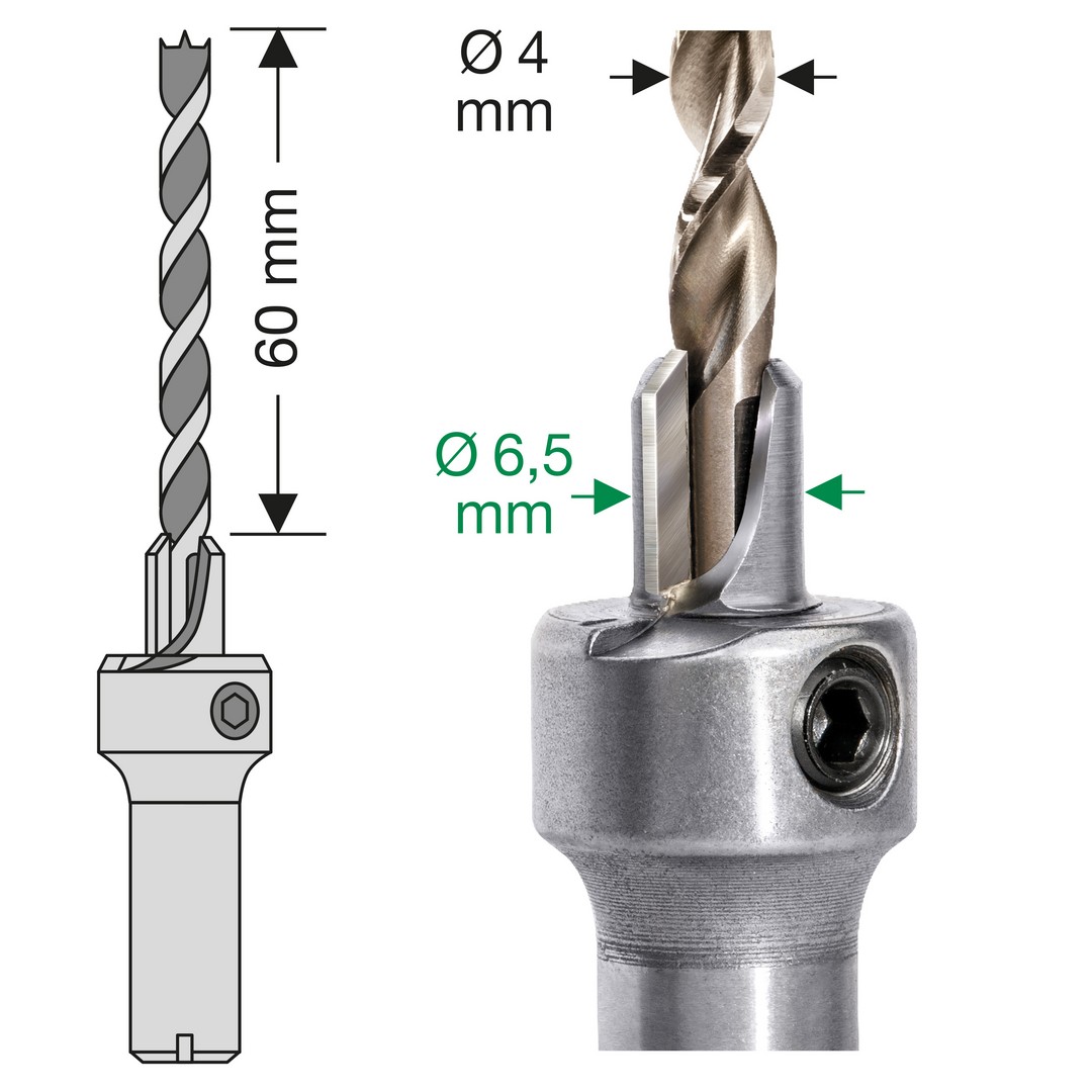 Broca avellanador SPAX 4 mm, 1 unidad