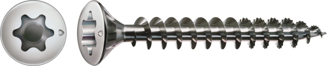 SPAX de acero inoxidable, Pulido | Cabeza gota de sebo, T-STAR plus, Rosca completa, Acero inoxidable A2, Punta S