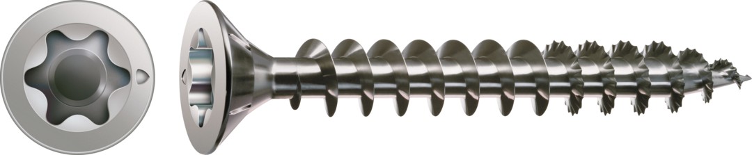 SPAX de acero inoxidable, Pulido | Cabeza plana, T-STAR plus, Rosca completa, Acero inoxidable A2, Punta S