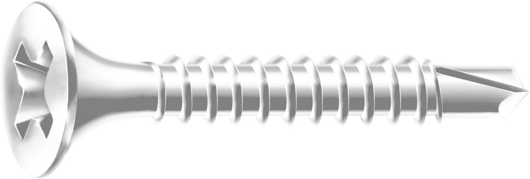 GIX-D en tira, 3,5 x 25 mm, 1.000 ud., rosca completa, cabeza de trompeta, H2, punta de broca, zincado