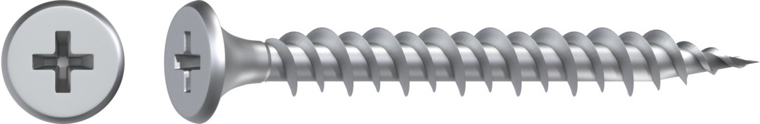 GIX E metal y madera, Galvanizado | Cabeza de trompeta, Ranura en cruz H, Rosca completa, Acero, Punta de aguja