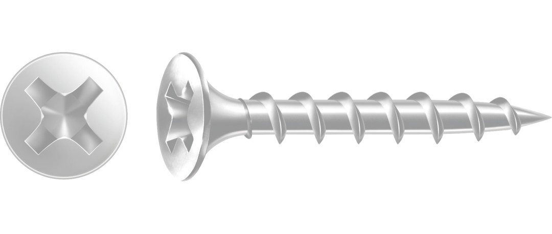 GIX B rosca gruesa, Galvanizado | Cabeza de trompeta, Ranura en cruz H, Rosca completa, Acero, Punta de aguja