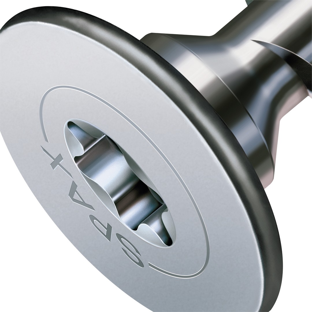 SPAX Cabeza de unión plana para paredes traseras, 3,5 x 40, 20 unidades, rosca completa, cabeza de unión, T-STAR plus, punta CUT, WIROX
