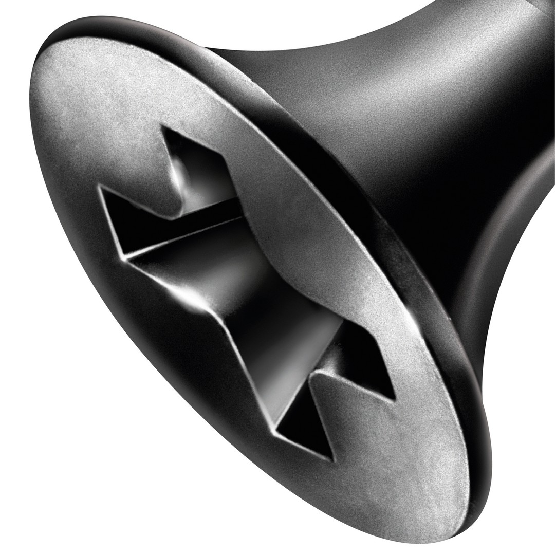 GIX A rosca fina, 3,9 x 25 mm, 200 unidades, Rosca completa, Cabeza de trompeta, Ranura en cruz H2, Punta de aguja, Fosfatado negro
