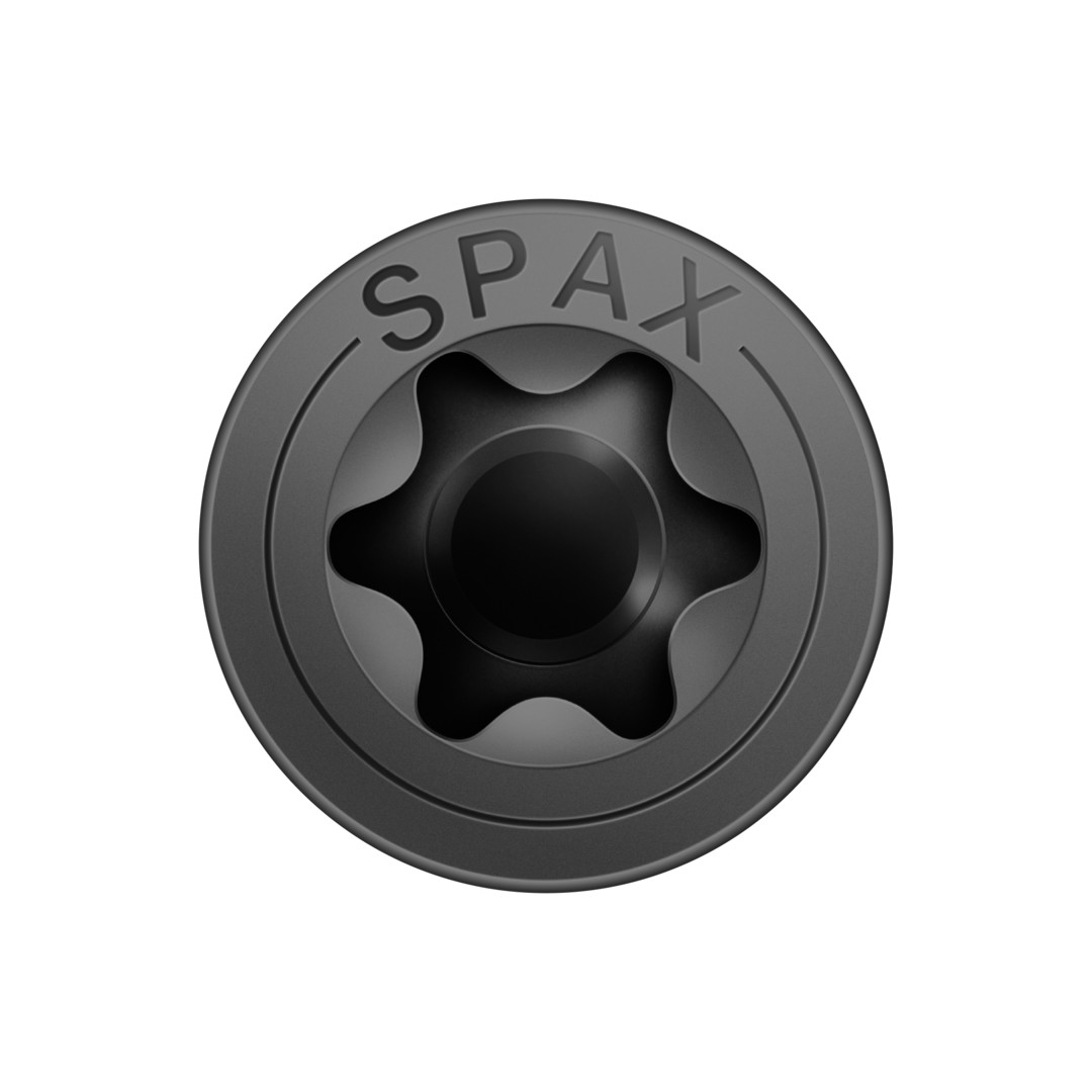 SPAX Tornillo universal, 3 x 16, rosca completa, cabeza plana, T-STAR plus T10, punta S, negro galvanizado, 200 unid.