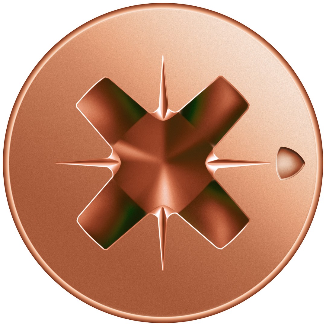 SPAX Tornillo universal, 2,5 x 12 mm, 1000 unidades, Rosca completa, Cabeza plana, Ranura en cruz Z1, Punta S, bronce