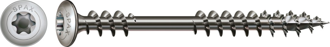 Tornillo para terraza Bold SPAX, Pulido | Cabeza decorativa, T-STAR plus, Rosca de fijación, Acero inoxidable A2, 4CUT