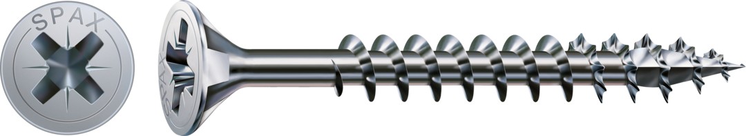 SPAX Tornillo universal, 3,5 x 50 mm, 200 unidades, Rosca completa, Cabeza plana, Ranura en cruz Z2, 4CUT, WIROX