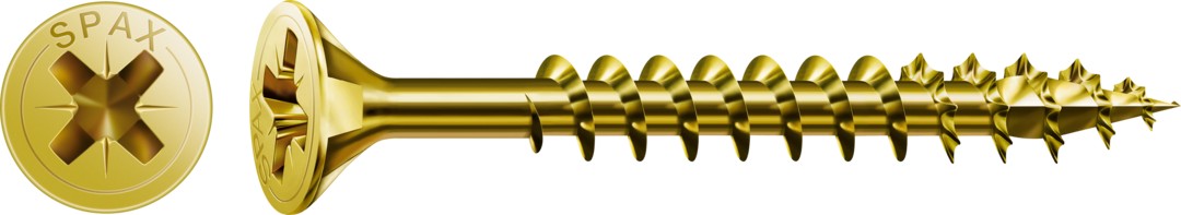SPAX Tornillo universal, 3,5 x 50 mm, 200 unidades, Rosca completa, Cabeza plana, Ranura en cruz Z2, 4CUT, YELLOX