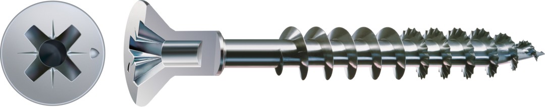 SPAX Tornillo universal con taladro en la cabeza, 5 x 80 mm, 200 unidades, Rosca completa, Cabeza plana, Ranura en cruz Z2, Punta S, WIROX