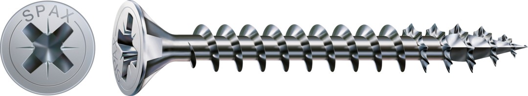Tornillo universal SPAX, WIROX | Cabeza plana, Ranura en cruz Z, Rosca completa, Acero, 4CUT