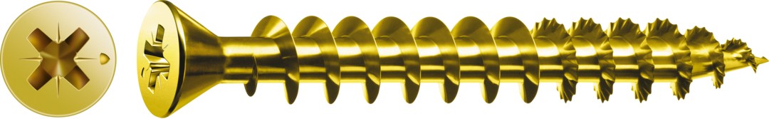 Tornillo universal SPAX, YELLOX | Cabeza plana, Ranura en cruz Z, Rosca completa, Acero, Punta S