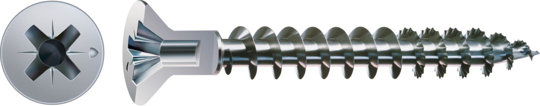 Tornillo universal SPAX, WIROX | Cabeza plana, Ranura en cruz Z, Rosca completa, Acero, Punta S