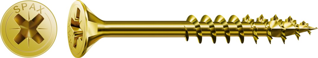 Tornillo universal SPAX, YELLOX | Cabeza plana, Ranura en cruz Z, Rosca parcial, Acero, 4CUT
