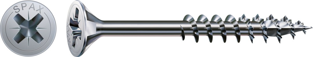 Tornillo universal SPAX, WIROX | Cabeza plana, Ranura en cruz Z, Rosca parcial, Acero, 4CUT