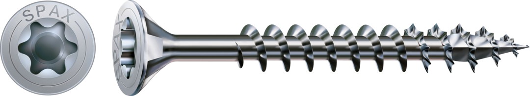 SPAX Tornillo universal, 4,5 x 70 mm, 100 unidades, Rosca completa, Cabeza plana, T-STAR plus T20, 4CUT, WIROX
