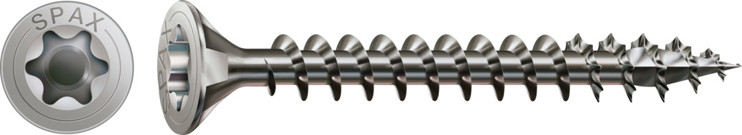 SPAX de acero inoxidable, Pulido | Cabeza plana, T-STAR plus, Rosca completa, Acero inoxidable A2, 4CUT