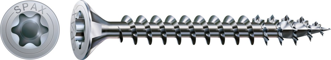 Tornillo universal SPAX, WIROX | Cabeza plana, T-STAR plus, Rosca completa, Acero, 4CUT