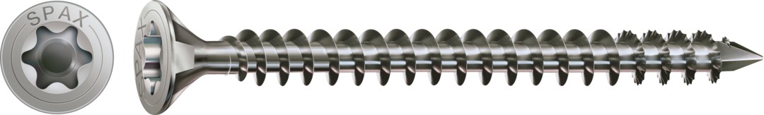 SPAX de acero inoxidable, Pulido | Cabeza plana, T-STAR plus, Rosca completa, Acero inoxidable A2, CUT