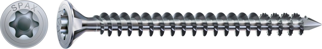 Tornillo para construcciones en madera SPAX, WIROX | Cabeza plana, T-STAR plus, Rosca completa, Acero, CUT