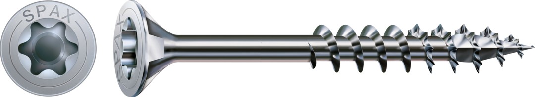 Tornillo para construcciones en madera SPAX, WIROX | Cabeza plana, T-STAR plus, Rosca parcial, Acero, 4CUT