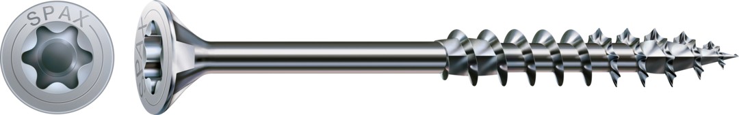 Tornillo para construcciones en madera SPAX, WIROX | Cabeza plana, T-STAR plus, Rosca parcial, Acero, 4CUT