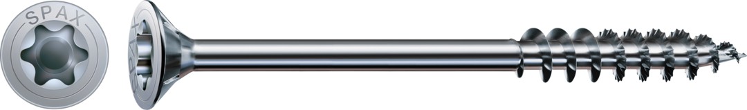 Tornillo para construcciones en madera SPAX, WIROX | Cabeza plana, T-STAR plus, Rosca parcial, Acero, Punta S
