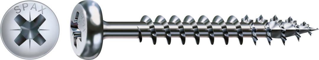 SPAX Tornillo universal, 4 x 60 mm, 500 unidades, Rosca completa, Cabeza redonda, Ranura en cruz Z2, 4CUT, WIROX