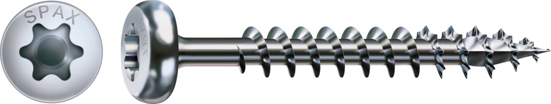 Tornillo universal SPAX, WIROX | Cabeza redonda, T-STAR plus, Rosca parcial, Acero, 4CUT