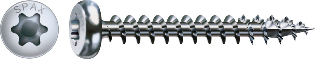 Tornillo universal SPAX, WIROX | Cabeza redonda, T-STAR plus, Rosca completa, Acero, Punta S