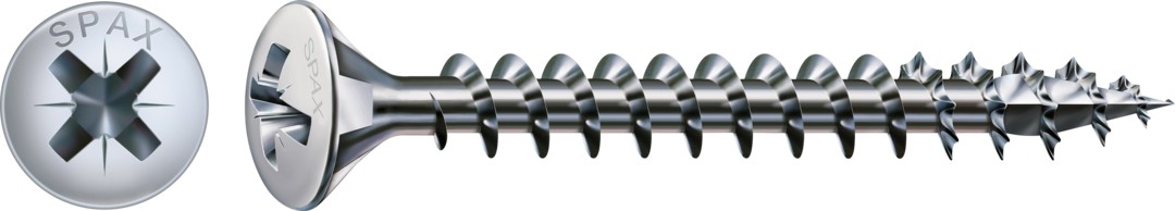 Tornillo universal SPAX, WIROX | Cabeza gota de sebo, Ranura en cruz Z, Rosca completa, Acero, 4CUT