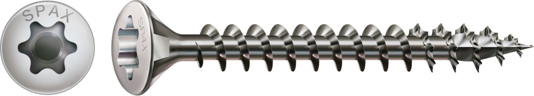 SPAX de acero inoxidable, Pulido | Cabeza gota de sebo, T-STAR plus, Rosca completa, Acero inoxidable A2, 4CUT