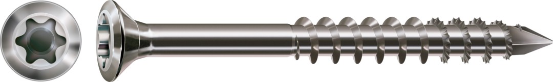 SPAX para fachadas, Pulido | Cabeza gota de sebo, T-STAR plus, Rosca parcial, Acero inoxidable A2, CUT