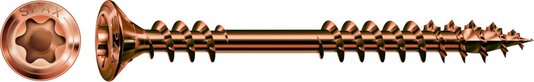 SPAX para fachadas, Acabado bronce | Cabeza gota de sebo, T-STAR plus, Rosca de fijación, Acero inoxidable A2, 4CUT