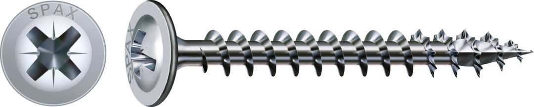 Tornillo universal SPAX, WIROX | Cabeza de unión, Ranura en cruz Z, Rosca completa, Acero, Punta S