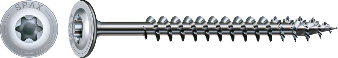 Tornillo para construcciones en madera SPAX, WIROX | Cabeza arandela, T-STAR plus, Rosca completa, Acero, 4CUT