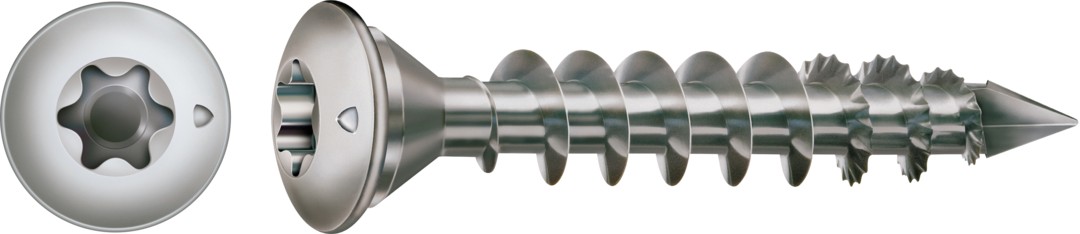 Tornillo para postes SPAX, Pulido | Cabeza de centrado, T-STAR plus, Rosca completa, Acero inoxidable A1, CUT
