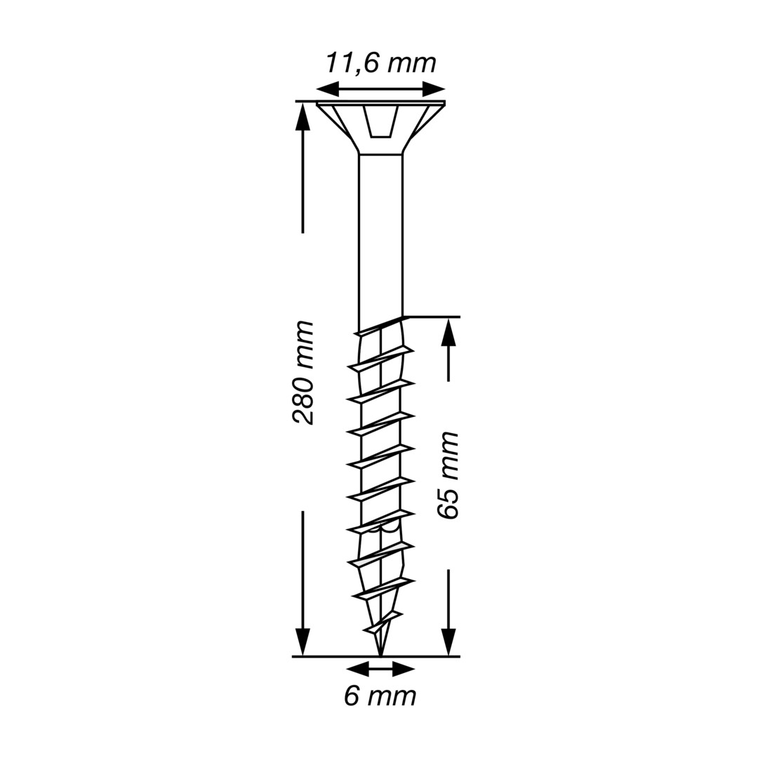 SPAX Tornillo universal, 6 x 280 mm, 100 unidades, Rosca parcial, Cabeza plana, T-STAR plus T30, 4CUT, WIROX