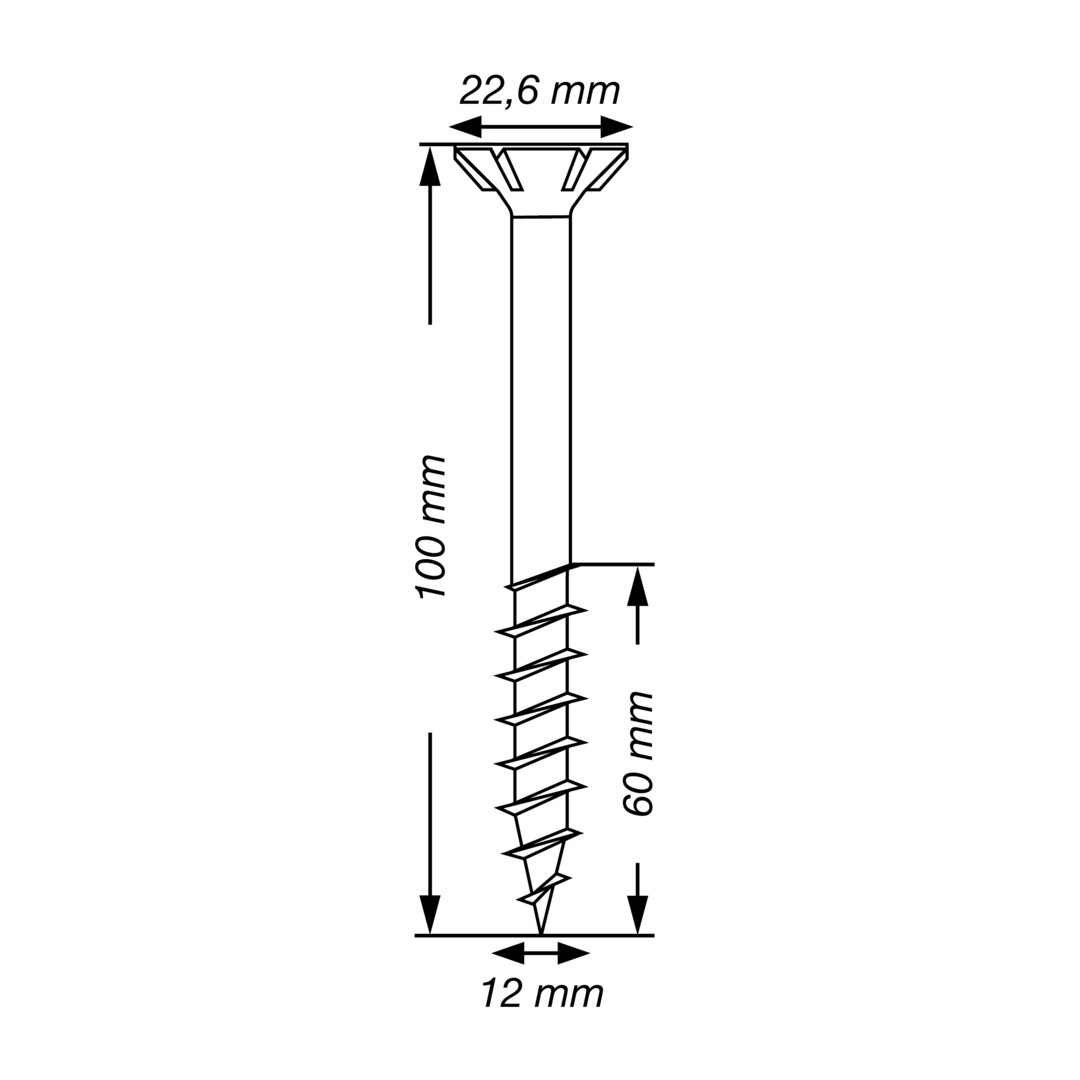 SPAX Tornillo para construcción en madera, 12 x 100 mm, 25 unidades, rosca parcial, cabeza plana, T-STAR plus T50, punta S, WIROX