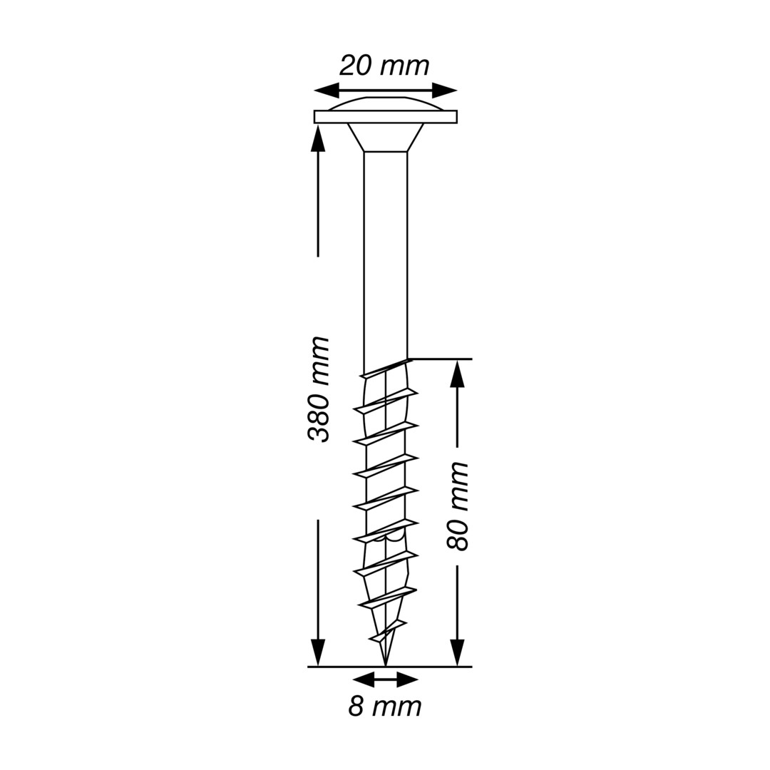SPAX construcciones en madera, cabeza arandela, 8 x 380 mm, 50 unidades, rosca parcial, T-STAR plus T40, 4CUT, WIROX