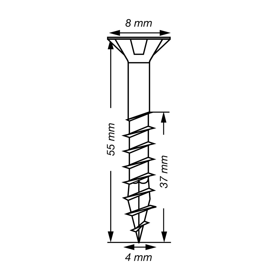 SPAX Tornillo universal, 4 x 55 mm, 500 unidades, Rosca parcial, Cabeza plana, Ranura en cruz Z2, 4CUT, WIROX