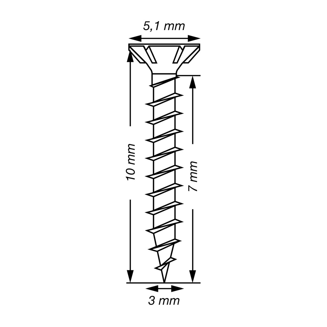 SPAX Tornillo universal, 3 x 10 mm, 1000 unidades, Rosca completa, Cabeza plana, Ranura en cruz Z1, Punta S, WIROX