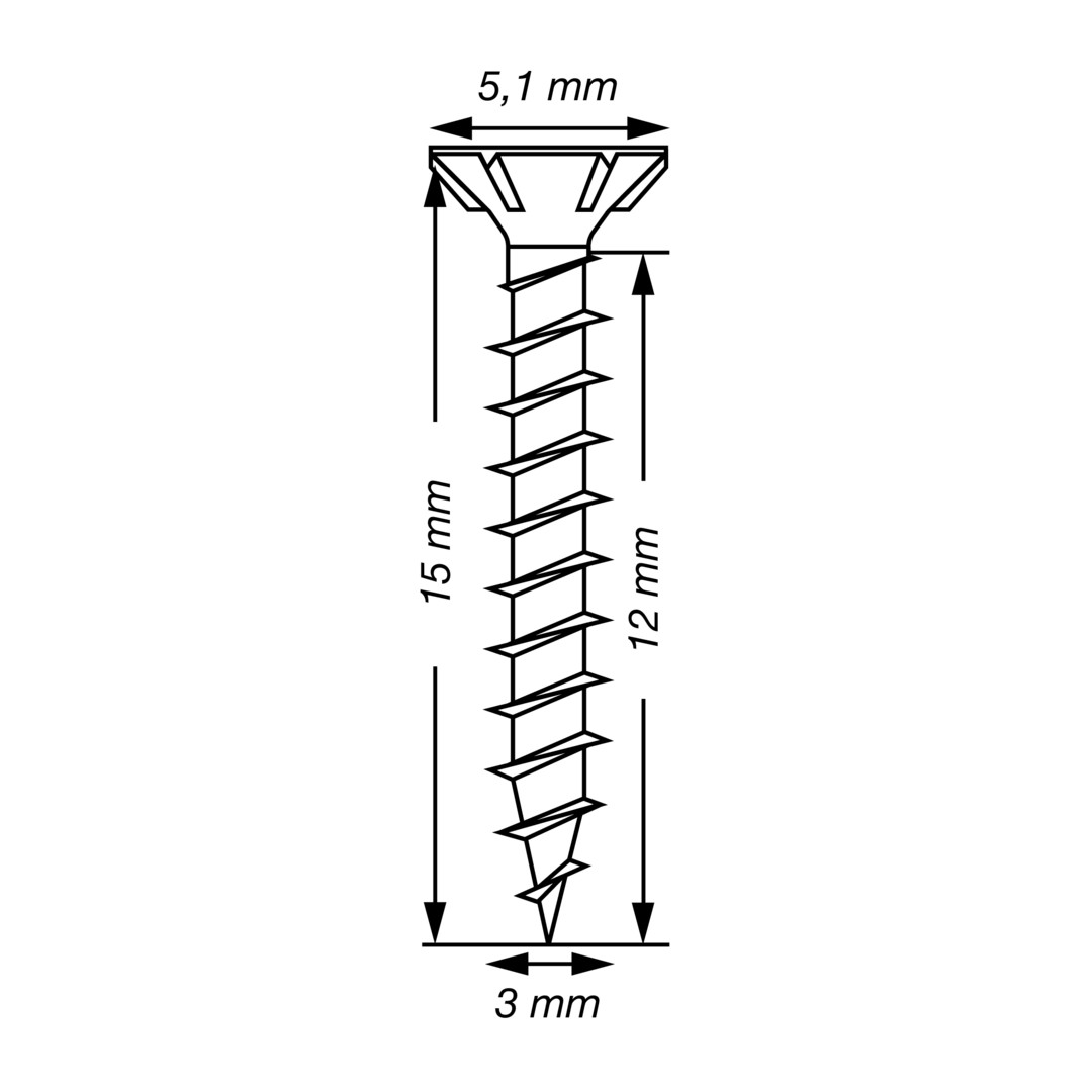 SPAX Tornillo universal, 3 x 15 mm, 1000 unidades, Rosca completa, Cabeza plana, Ranura en cruz Z1, Punta S, WIROX