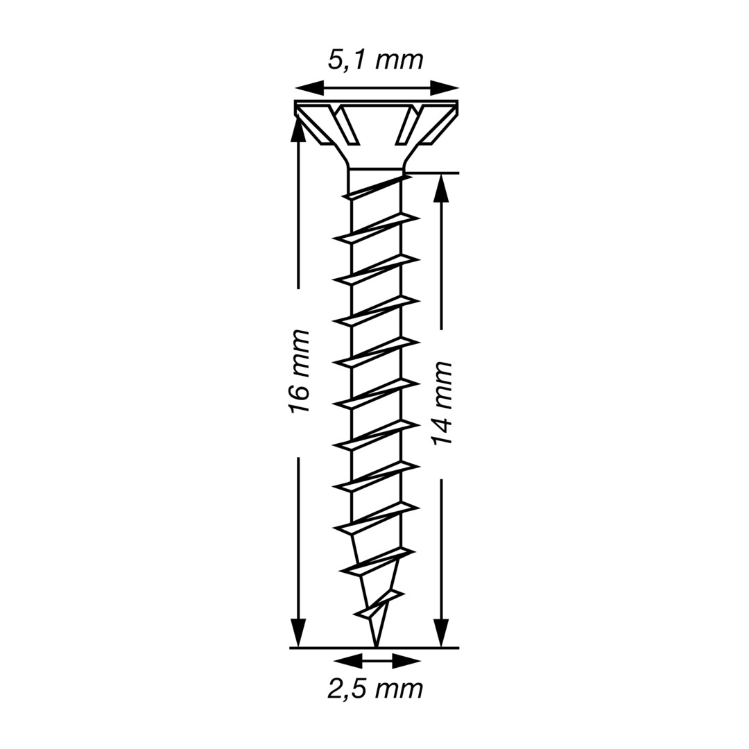 SPAX Tornillo universal, 2,5 x 16 mm, 1000 unidades, Rosca completa, Cabeza plana, Ranura en cruz Z1, Punta S, WIROX