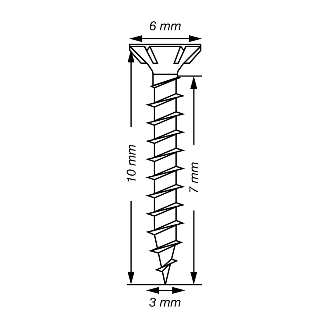 SPAX Tornillo universal, 3 x 10 mm, 1000 unidades, Rosca completa, Cabeza plana, Ranura en cruz Z1, Punta S, WIROX