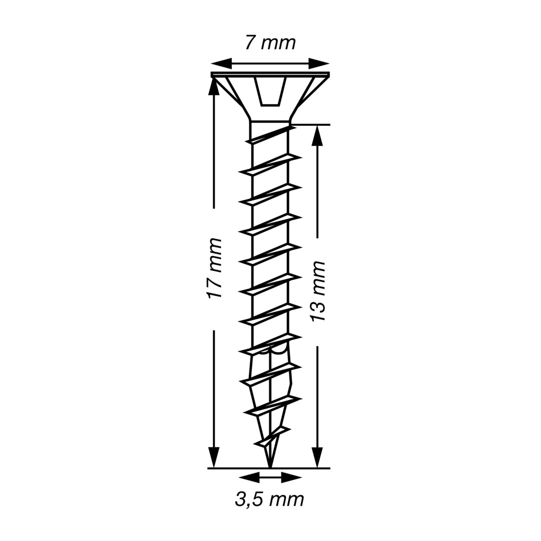 SPAX Tornillo universal, 3,5 x 17 mm, 1000 unidades, Rosca completa, Cabeza plana, Ranura en cruz Z2, 4CUT, WIROX